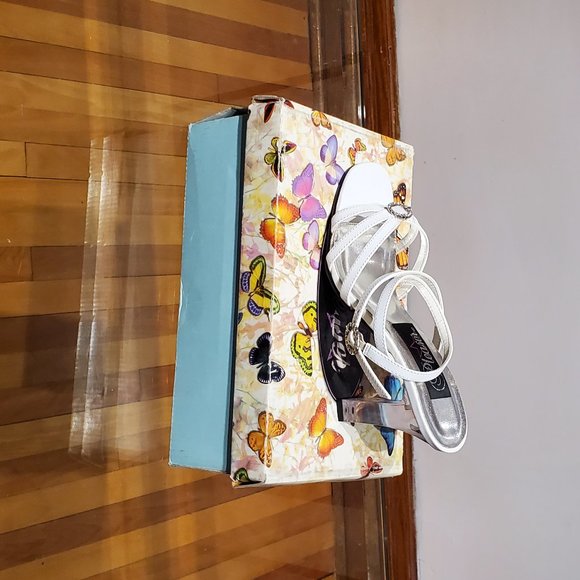 Clear heeled white boudoir sandals - Picture 5 of 5